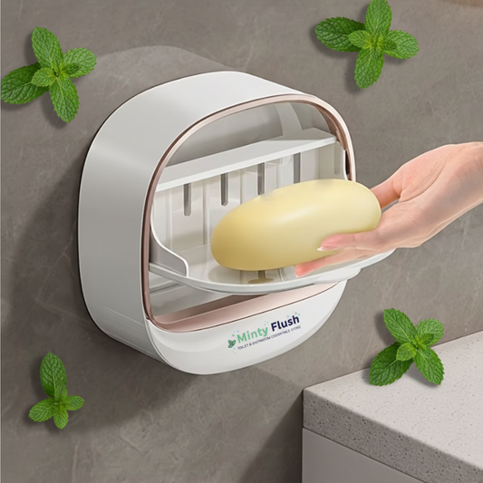 Hero Shot – Soap Dish with Logo & Mint Leaves