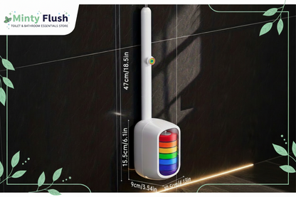 MINTY FLUSH™ WALL-MOUNTED TOILET BRUSH, DISPOSABLE HEADS SOLD SEPARATELY