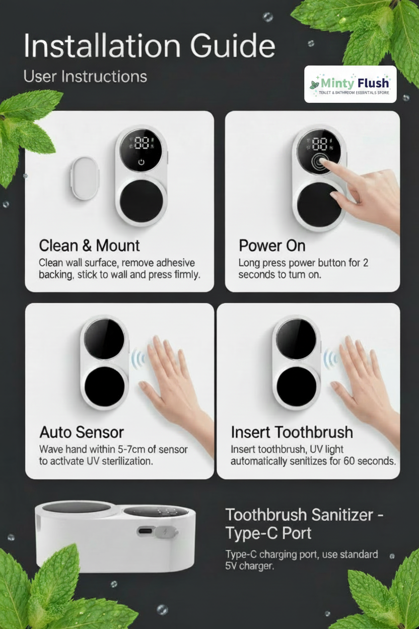 Minty Flush installation guide with repositioned logo