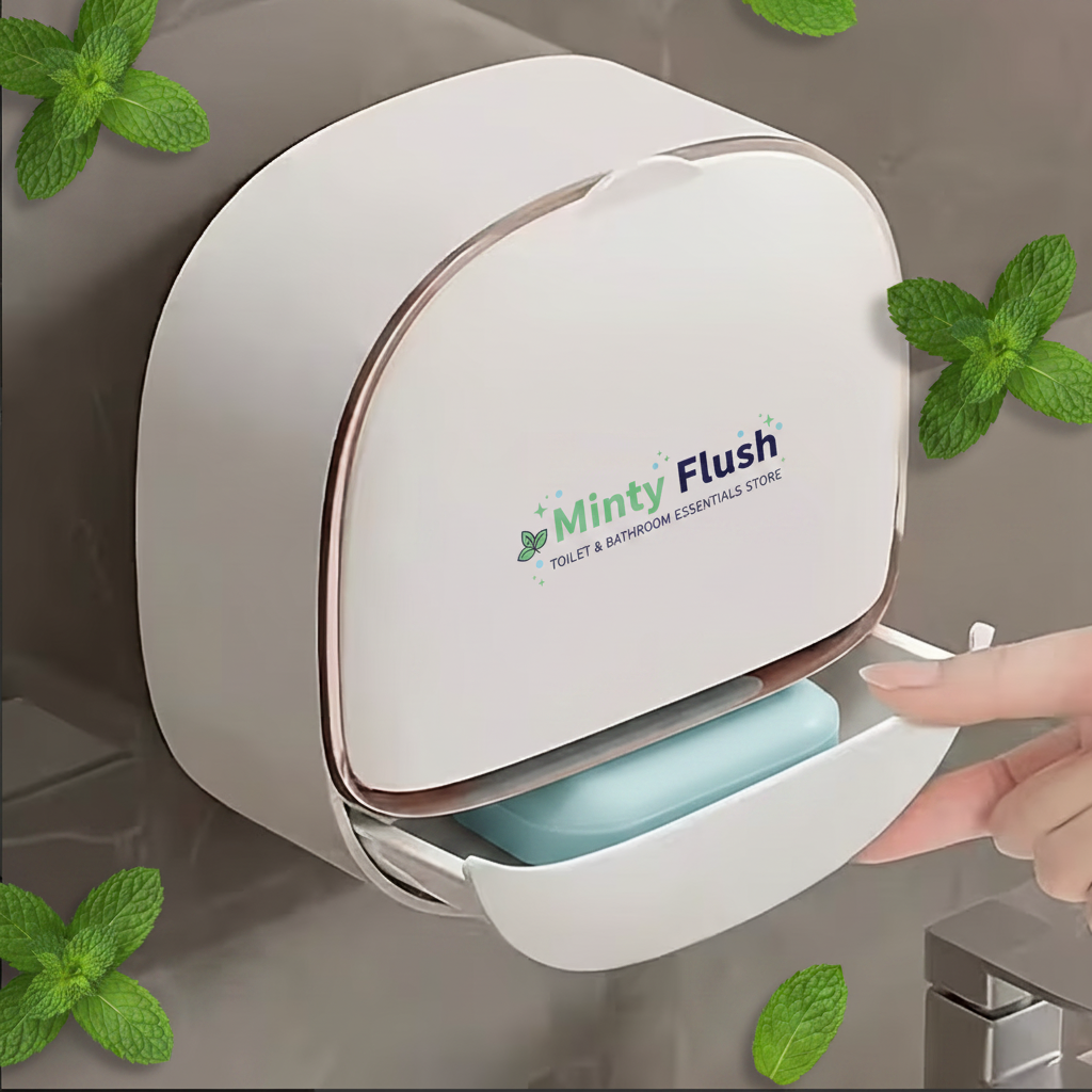 Soap Dish Drawer – Logo on Front & Mint Leaves