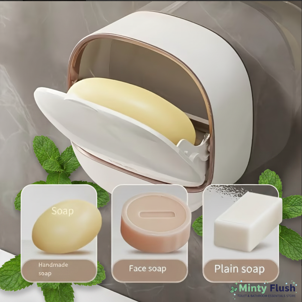 Soap Dish – Soap Types with Logo in Corner & Mint Leaves
